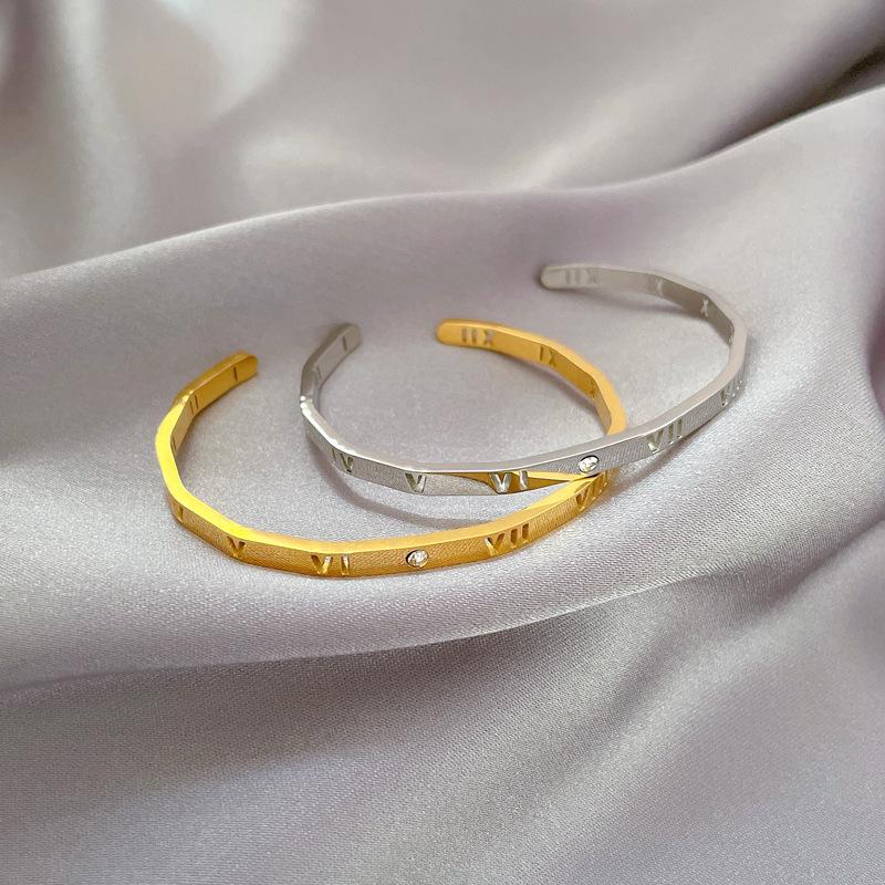 Titanium Steel European And American Digital Titanium Steel Bracelet Minimalist Retro Fashion Stainless Steel Bracelet