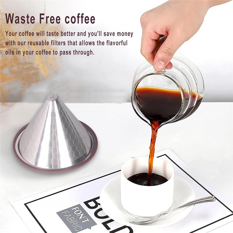 A84X-Coffee Reusable Stainless Steel Coffee Maker Stainless Steel Coffee Maker For Bar Accessories Stainless Steel Coffee Filter