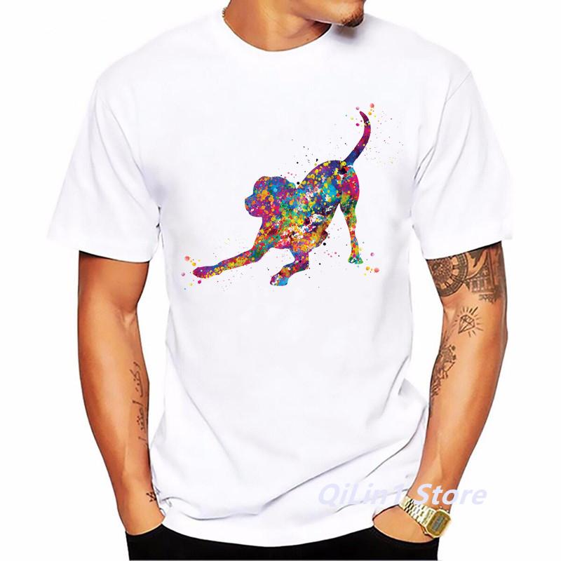 Watercolor Labrador Dog Animal Print TShirt MenS Clothing 2024 Funny Tshirt Homme Harajuku Kawaii Clothes T Shirt Hombre