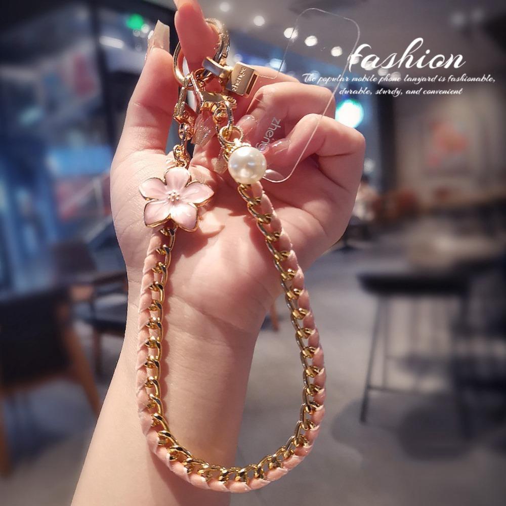 Pearl Cell Phone Chain Flower Pendant Mobile Phone Lanyard Mobile Phone Strap  New Year Gift