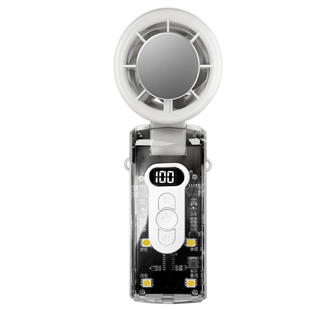 Portable Mini Handheld Fan USB Rechargeable High Speed Folding Cooling Fan with Digital Display & LED Light