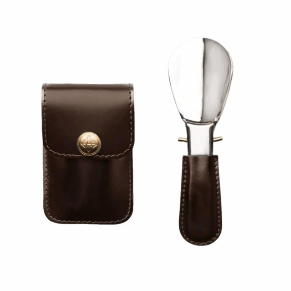 Leather Bag Elderly Person Folding Shoehorn PU Handle Portable Shoe Lifter Tool Office