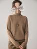 Women's Seamless High-Neck Cashmere Sweater: Solid Color, Loose Fit, Versatile Knit Pullover.