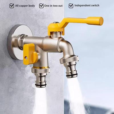 Garden Hose Tap Faucet Adapter 1/2'' 3/4'' IBC Water Tank Connector With 2 Outlets Irrigation Joint Replacement Fitting