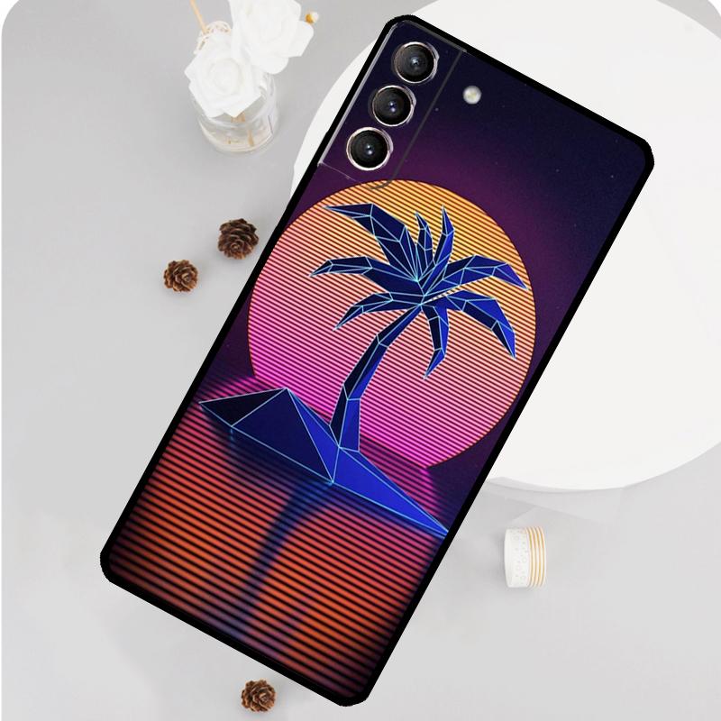 Retrowave Neon Palms Tree Phone Case For Samsung Galaxy S26 S25 S24 S20 S21 S22 S23 Ultra S10 Plus S25 FE Funda Cover