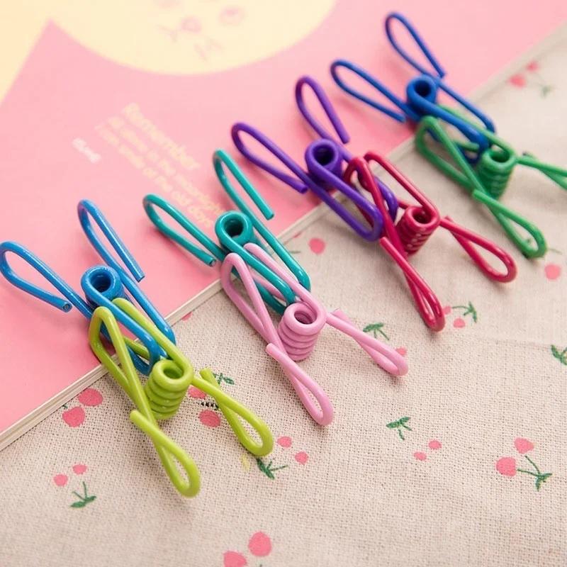 10 PCS Household Outdoor Convenience Random Color Multi-Purpose Colorful Metal Clips Holders Chip Bag Document PVC Coated Clips