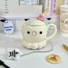Give girls birthday gifts, high-value octopus ceramic cups, cute mugs with lids, girlfriends' souvenirs, gift boxes.