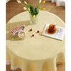 Aimoha Waffle Fabric Tablecloth with Korean-Style Fringe, Perfect for Home Tables, 139 X 128cm (including Fringe), Yellow