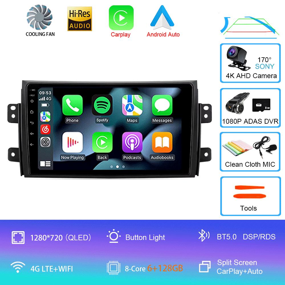 Car Radio Android 14 Carplay for Suzuki SX4 2006-2013 Fiat Sedici 2005-2014 Navigation Multimedia Video Player Audio 2din Stereo