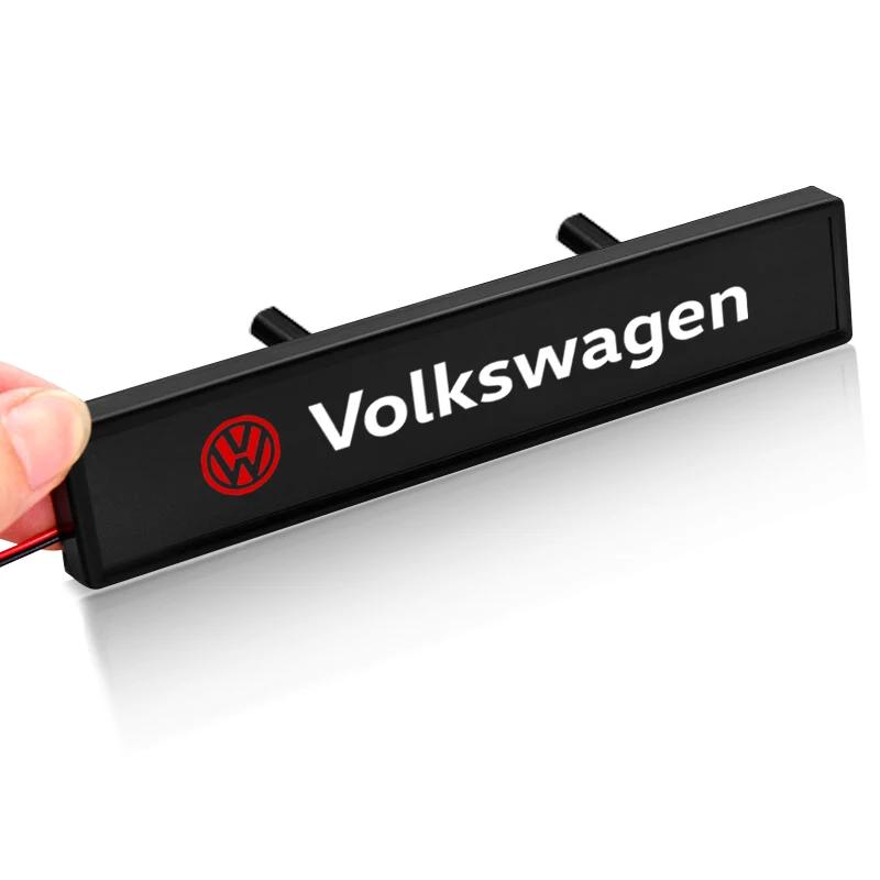 Car Front Grille Sticker Badge Head Grill R LINE Emblem LED Light For Volkswagen CC Polo Golf 4 5 6 7 MK7 MK5 MK4 MK6 Passat Touran Scirocco
