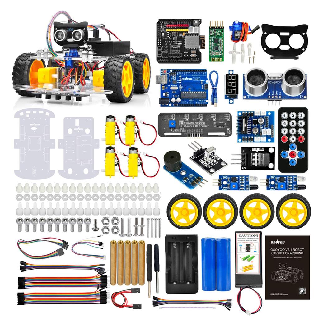 OSOYOO Многофункциональный образовательный робот-машина Arduino UNO с пультом дистанционного управления и приложением для и обучения электротехнике, робототехнике, кодированию, стартовый комплект электроники