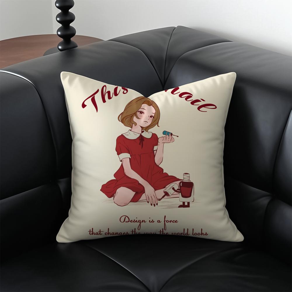 Cute girl Cushion Cover Pillow Case Antidustmite Invisible zipper silky plush cushion