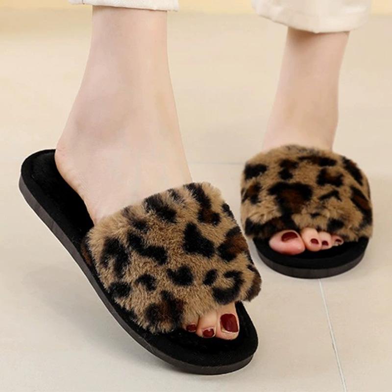 

Модные Элегантные Леопардовые Хлопковые Тапочки Женские Осенне-Зимние Мягкие Плюшевые Домашние Тапочки Женские С Открытым Носком Нескользящие Хлопковые Шлепанцы Леди 42-43
