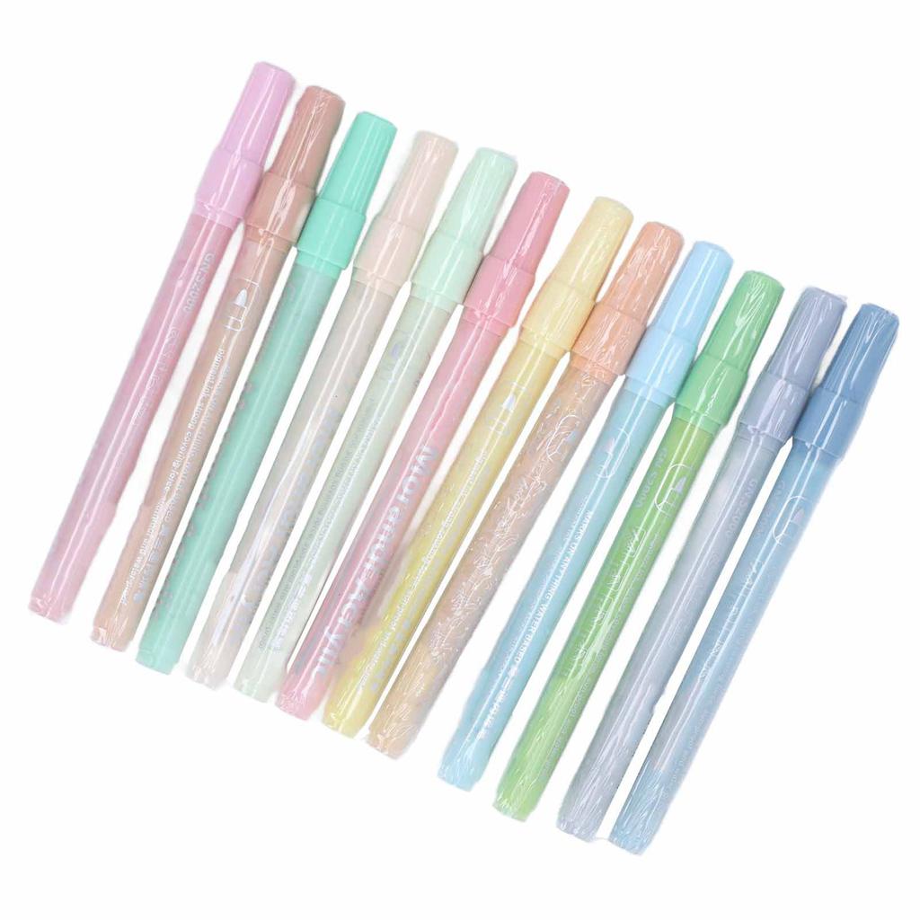 12 Colors Acrylic Paint Markers Soft Tone Safe Odorless Colorfast Paint Pens Set for Metal Plastic