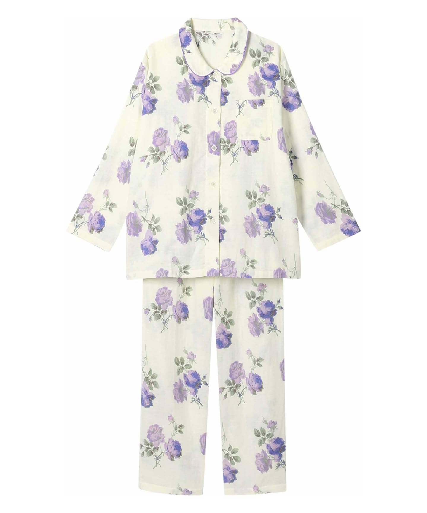 

Long Sleeves and Cotton Double EP5073 CR L Wing/Wacoal Pajamas, Pants, 100% (Body), Gauze,