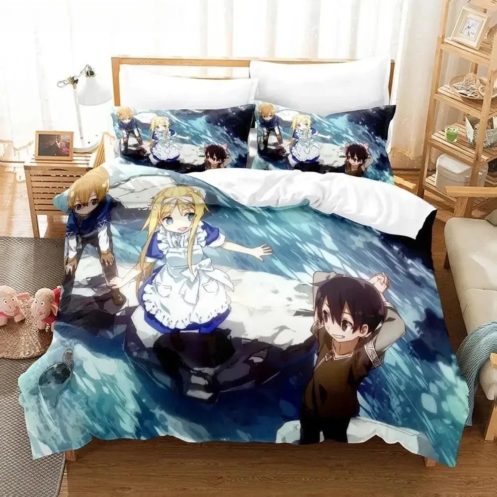 3D Print Sword Art Online Bedding Set Polyester Quilt Cover Pillowcases Queen King for Kids Gift Duvet Cover Sets
