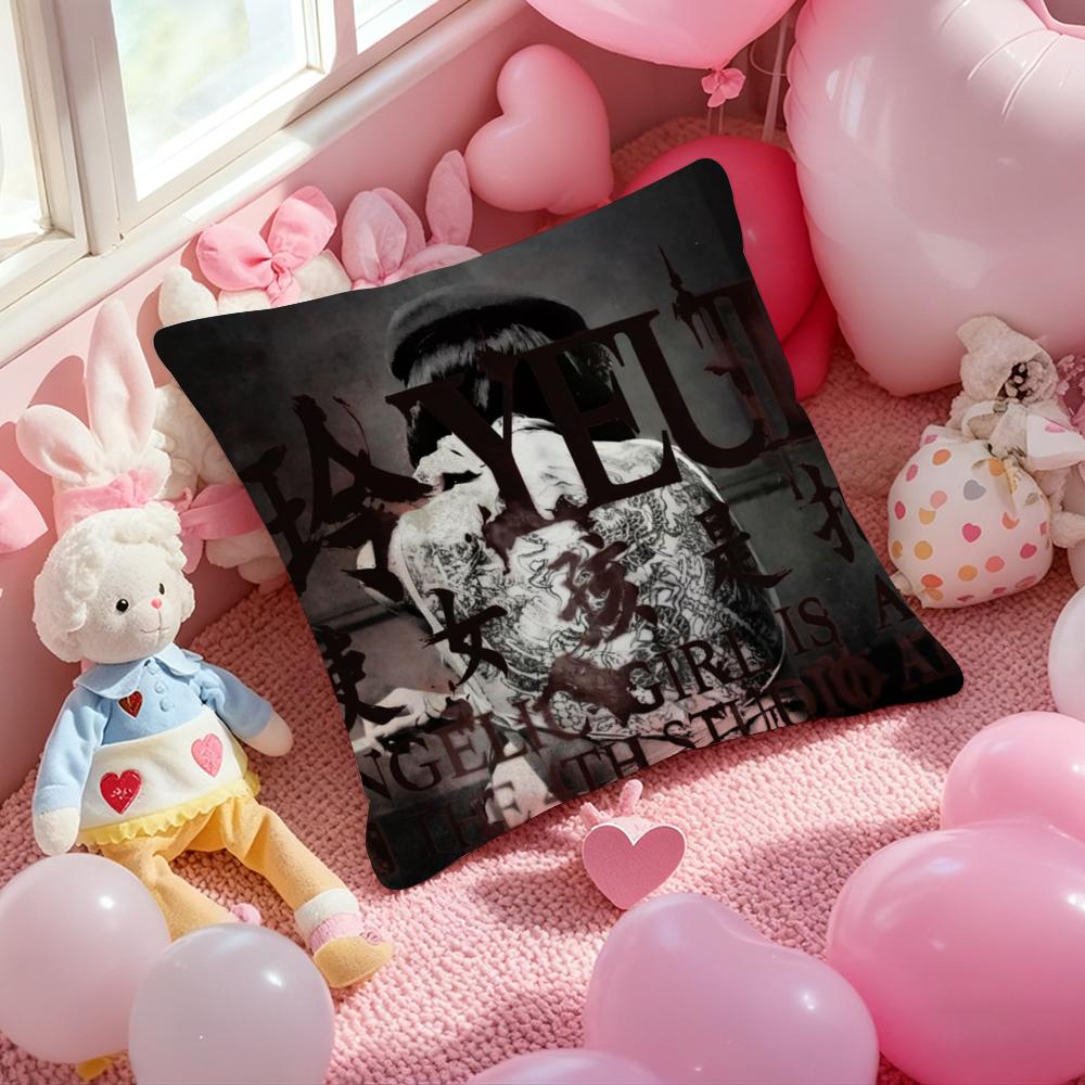 Y-Yeule Evangelic Girl Is a Gun Cushion Cover Pattern Printed Pillowcase for Living Room Sofa Cushion Cover & Bedroom Decor 12x12Inch