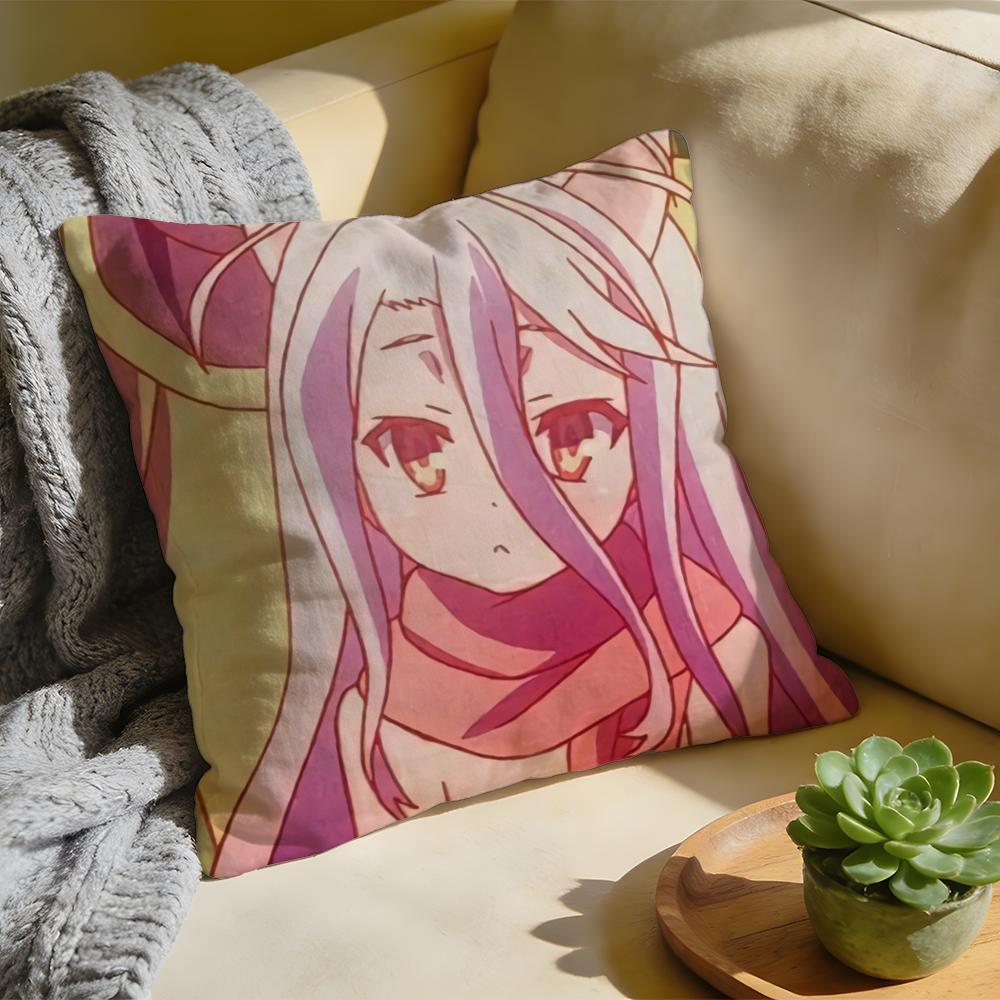 No Game No Life Anime Cushion Cover Washed Linen Soft Breathable Decorative Case For Sofa Home Pillow Cover