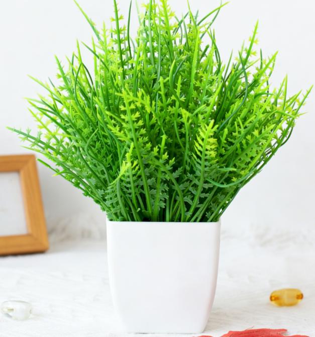 For Indoor Outdoor Artificial Persian Grass Potted Plant for Home Wedding Decoration Plastic Green Desktop Decor 18cm