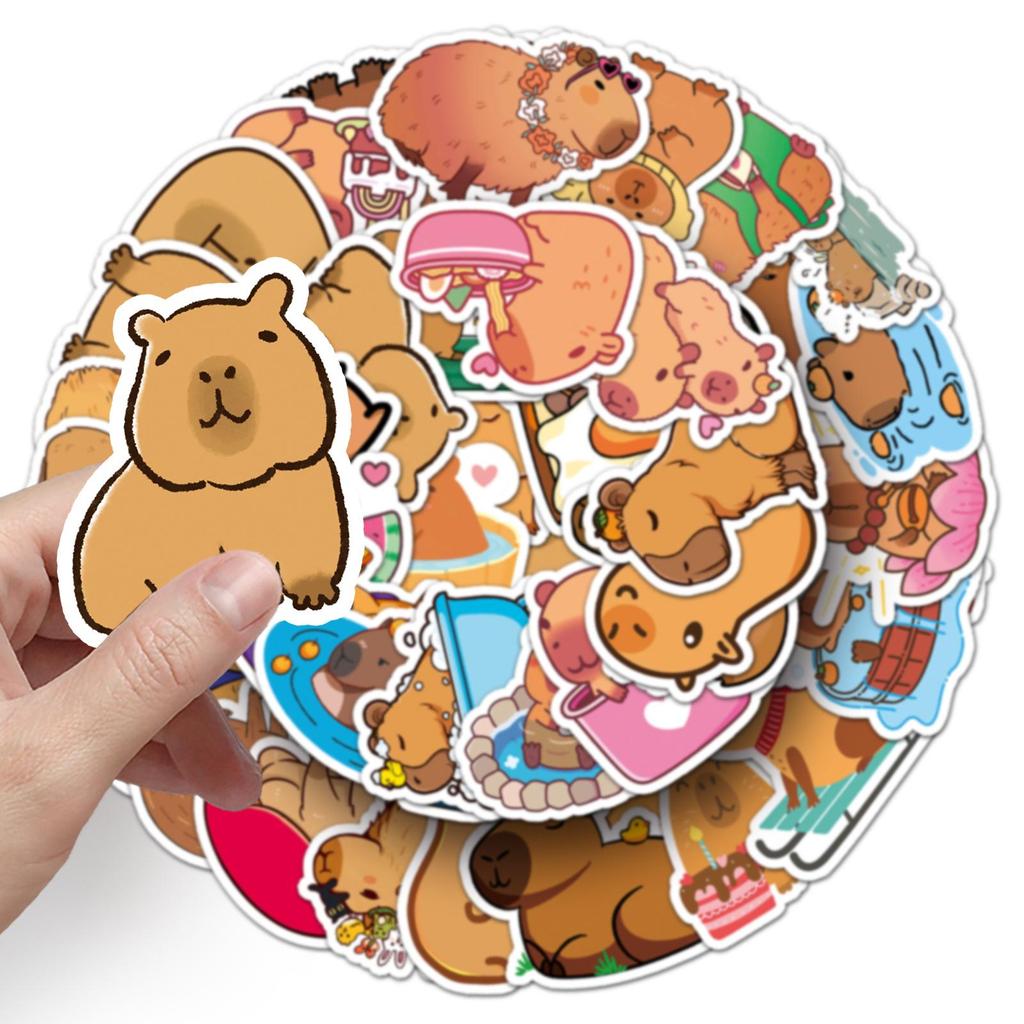 50 Cute Capybara Cartoon Stickers for Water Bottles, Phone Cases, and Laptops