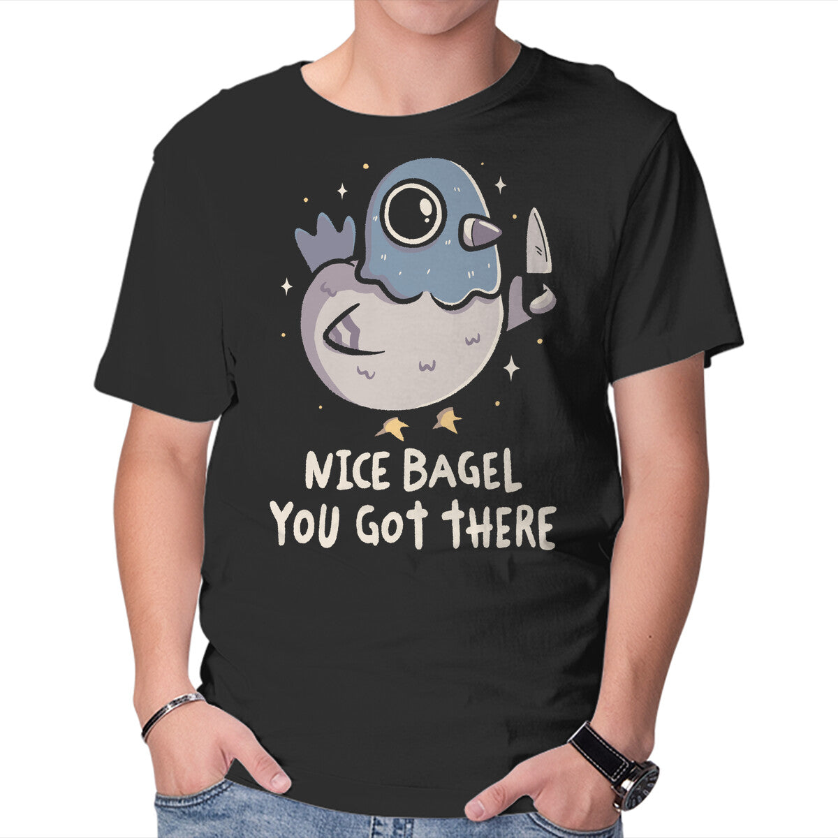 Unisex Crew Neck T-Shirt Nice Bagel You Got There Graphic Short Sleeve Casual Tee XXL