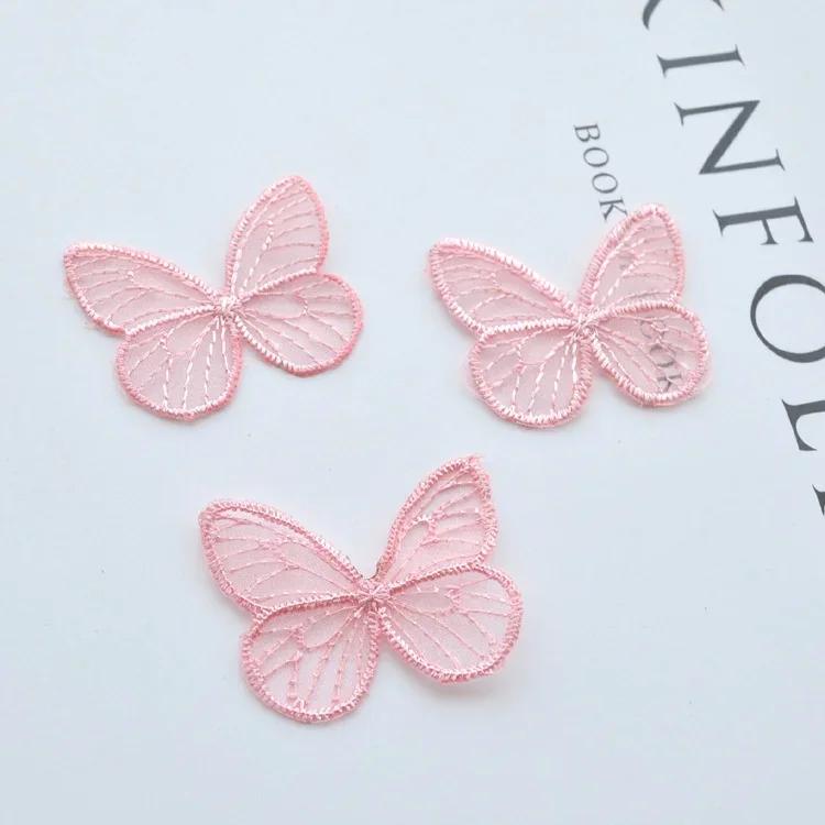 20Pcs/lot 4.5*3.5cm Embroidered Mesh Butterfly Cloth Patches Appliques for Clothes Sewing Supplies DIY Hair Clip Accessories
