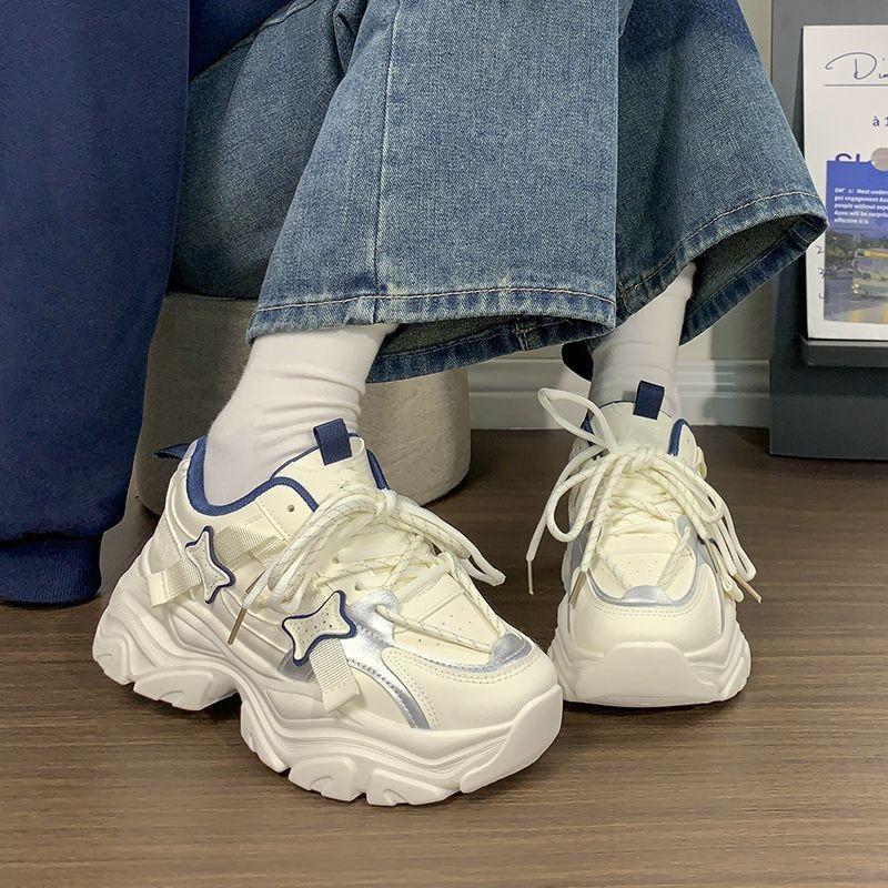 Lightweight women's 2025 new popular autumn versatile platform dad shoes high-end casual platform versatile sports shoes