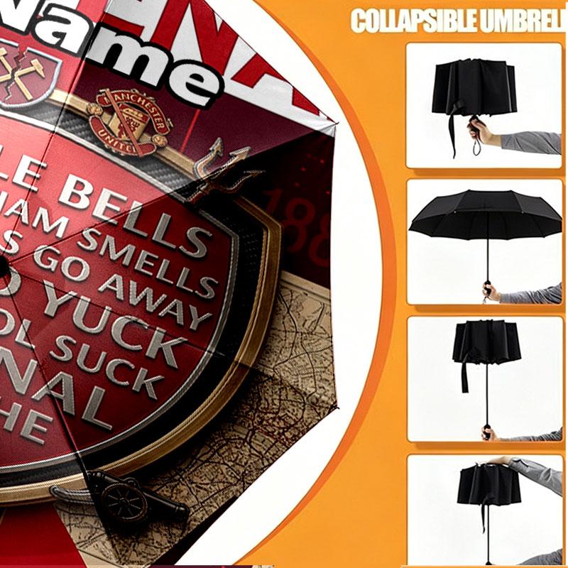 Custom Name Personalized Arsenal F.C Print Umbrella, Auto Open Close, 8‑Rib Sturdy Frame, Commute Camping Hiking Use, Birthday Gift