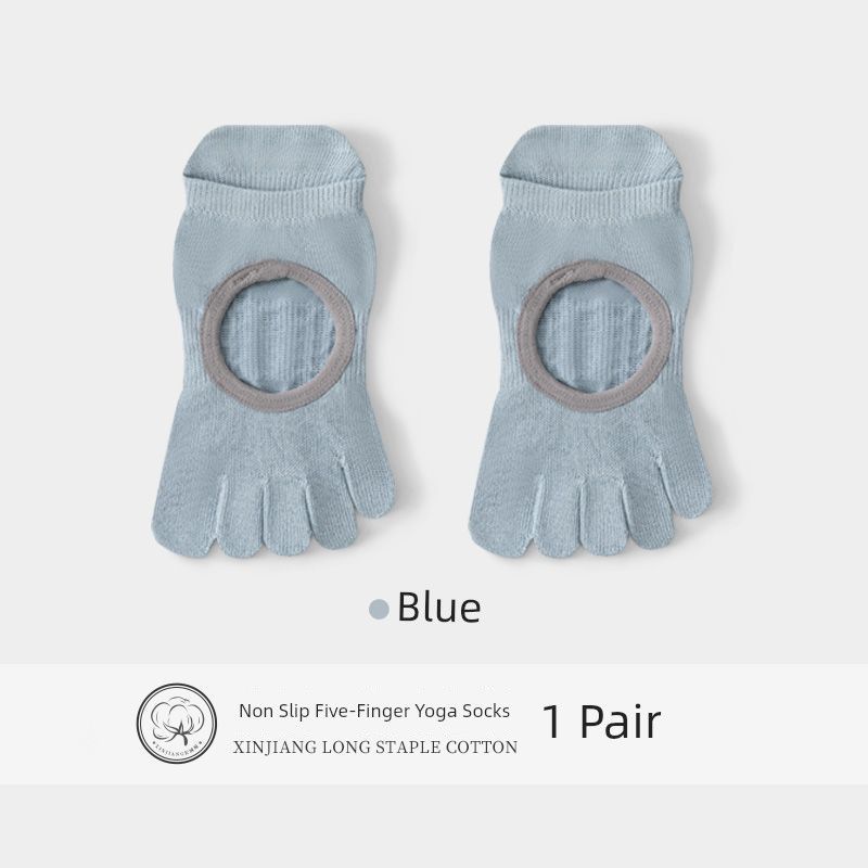 

Профессиональные женские тонкие носки для йоги с открытой пяткой и пятью пальцами, весенне-летние, антибактериальные, для пилатеса, спортивные [Blue] 1 pair