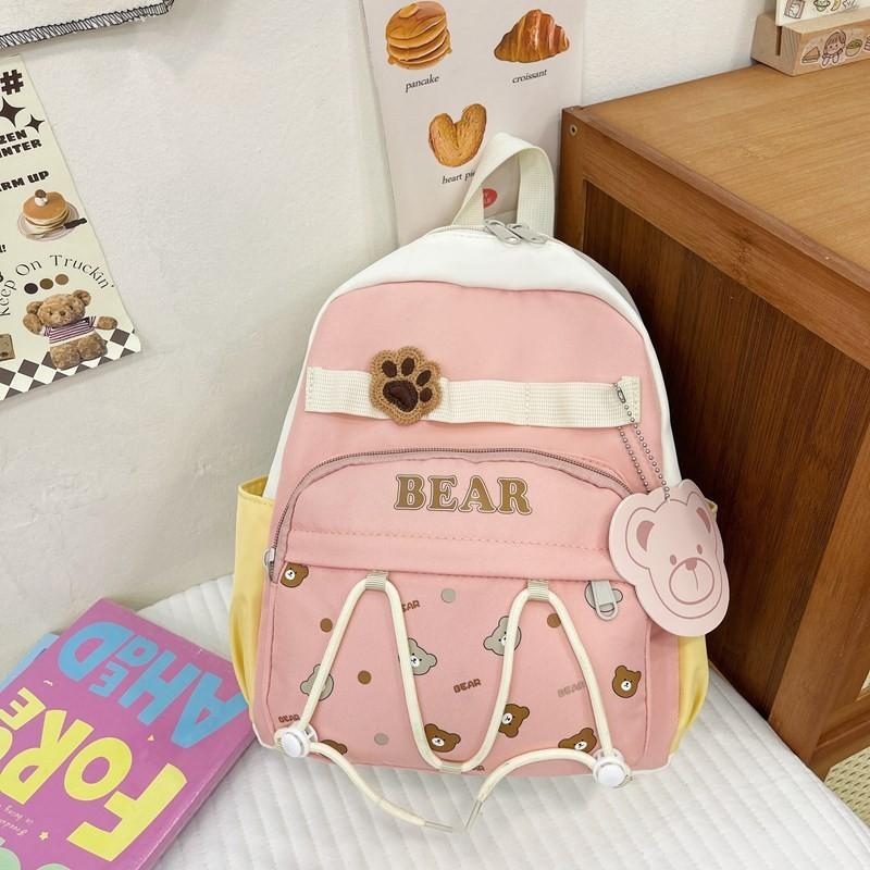 Cute Nylon Cartoon Bear Backpack For Preschool Kids With Breathable Design And Colorful Options