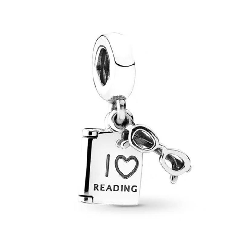 New Reading Notebook Passport Charm Bead for Silver Bracelet Bangle DIY Jewelry Women Accessories