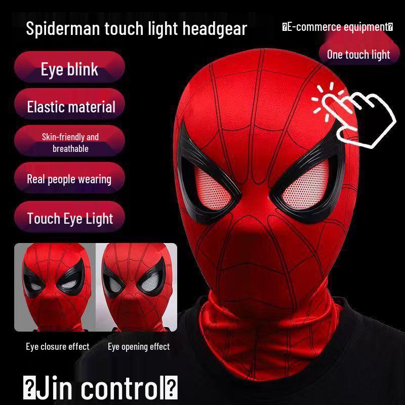 Electric Spider-Man Mask with Blinking Eyes - Light-Up Cosplay Helmet Toy for Kids