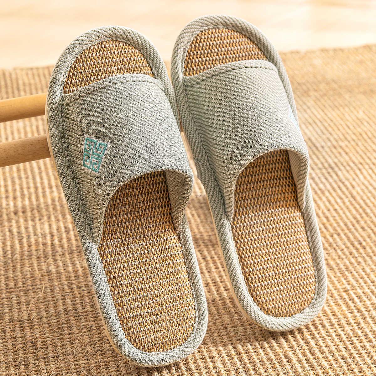 

Льняные тапочки Jieliya 2024 Unisex - Бесшумный домашний хлопок для всех сезонов 36-37 мятный зеленый