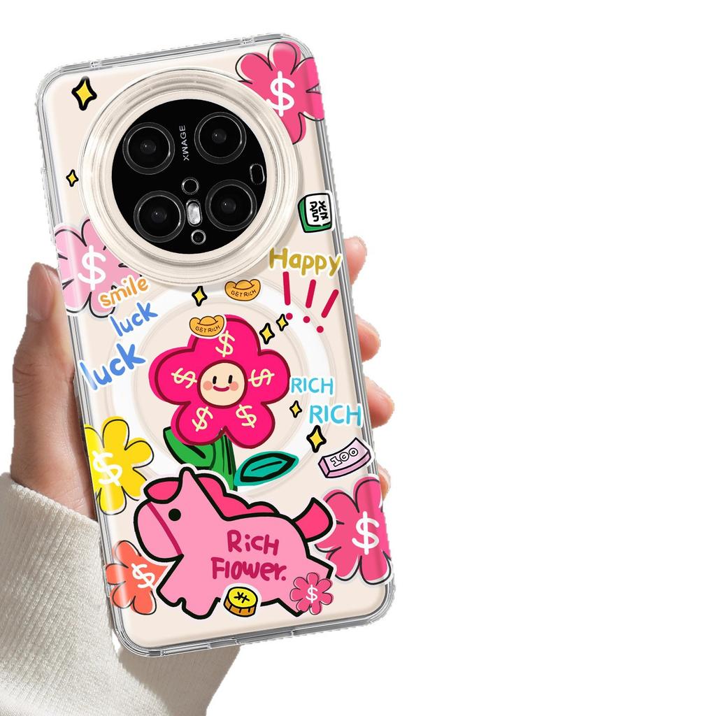 Immediately Huacai mobile phone case is suitable for Huawei pura70ultra transparent mate80promax magnetic cute case.
