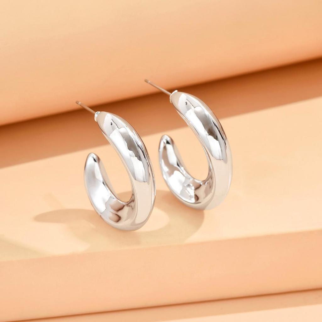 Exquisite High-End Metal Hoop and Stud Earrings with Niche Design