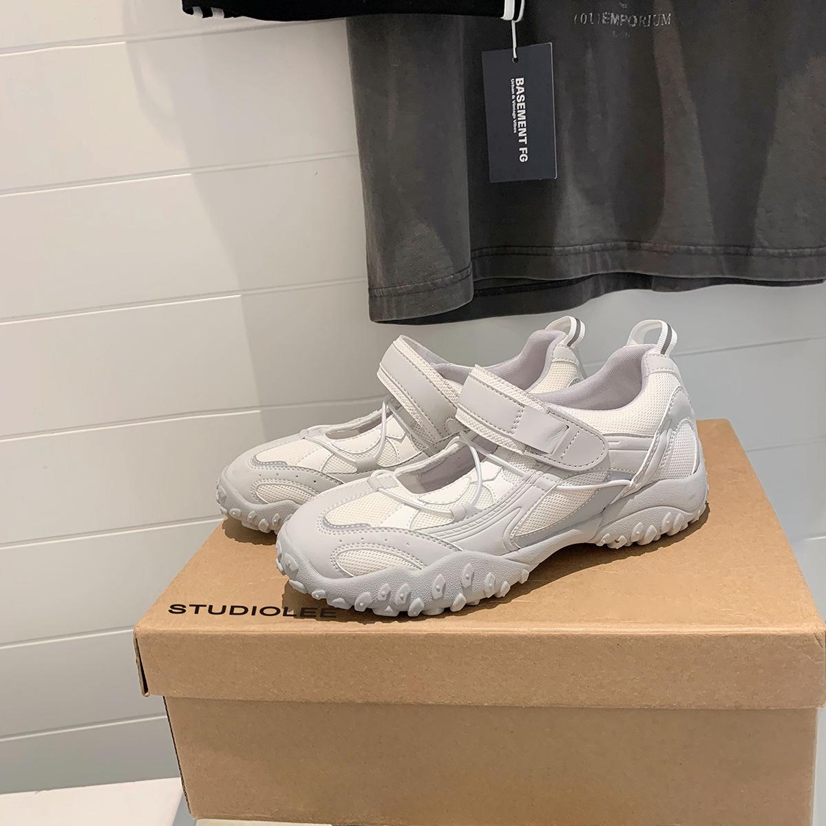 

Версия из коровьей кожи~ Туфли Мэри Джейн на липучке для увеличения роста, дышащая сетчатая функция, ветрозащитные повседневные спортивные одинарные туфли женские 40