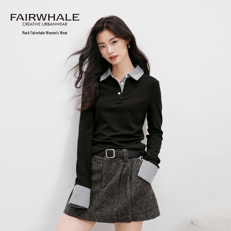Mark Fairwhale Women's 2025 Faux Two-Piece Plaid Polo Knit Top