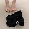 Fashion Elegant Chunky Heel Mary Jane Shoes Women 2025 Crystal Buckle Strap Platform Pumps Woman Thick High Heeled Party Shoes Ladies
