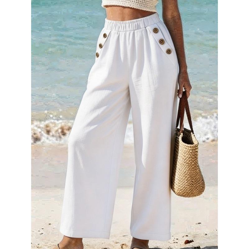 JPNTKY Women's Fashion Casual Solid Color Print Pants & Capris