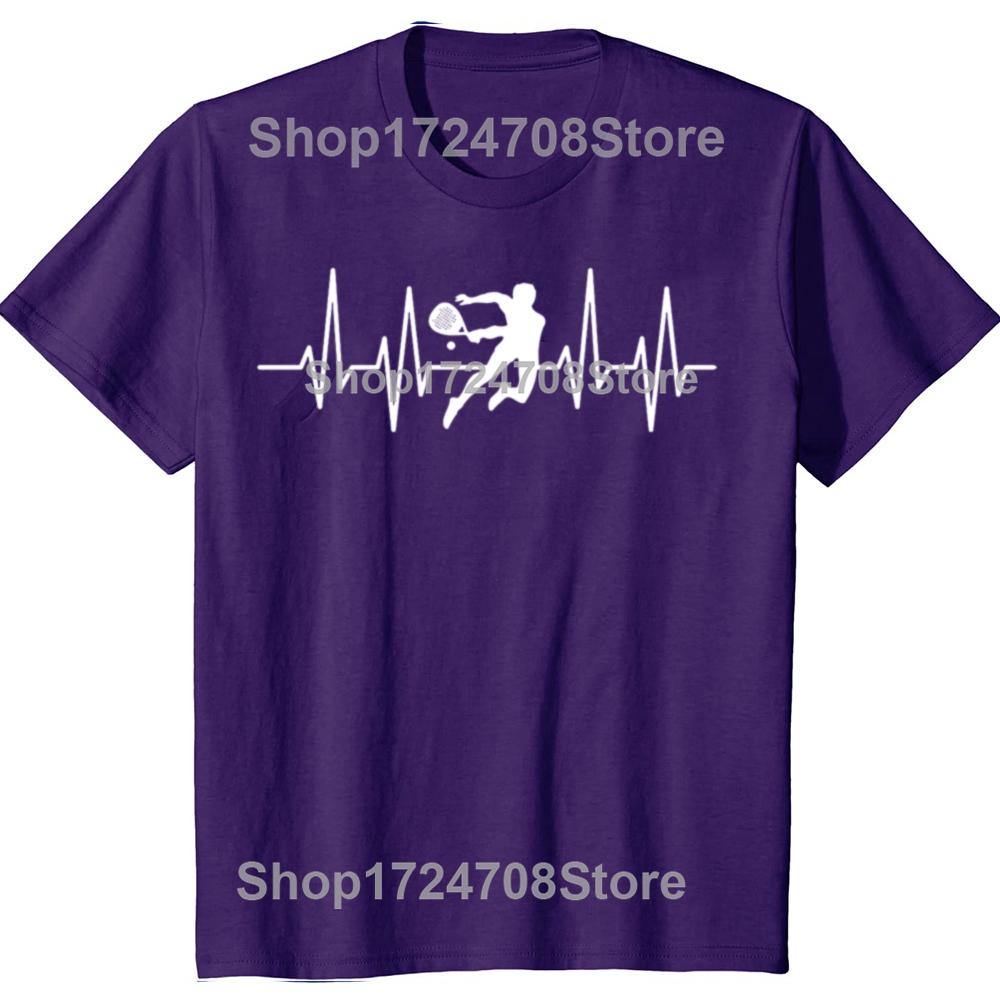 Padel Player Heartbeat Funny Tennis lovers T-shirts Men Women's Fashion Casual Tshirt 100% Cotton Loose Oversized T Shirt