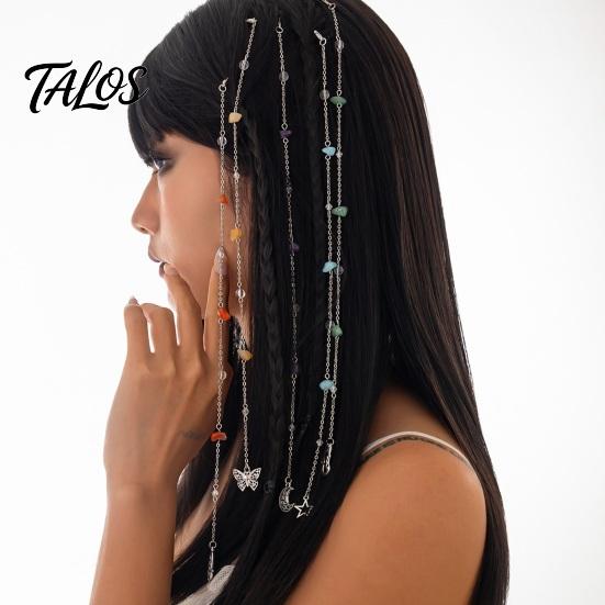 Summer Vacation Hair Decor Boho Chain with Vintage Pendent, Decorative Charms, Tropical Styling Tools Jewelry, Accessories for Women Hairstyles