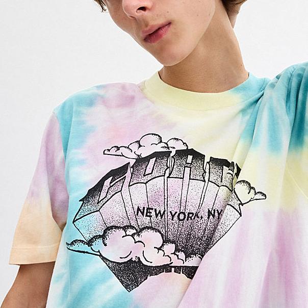 Coach SS24 Letter Tie-Dye Print Round Neck Pullover Short Sleeve T-Shirt Men Tops Multicolor CT750-SL4