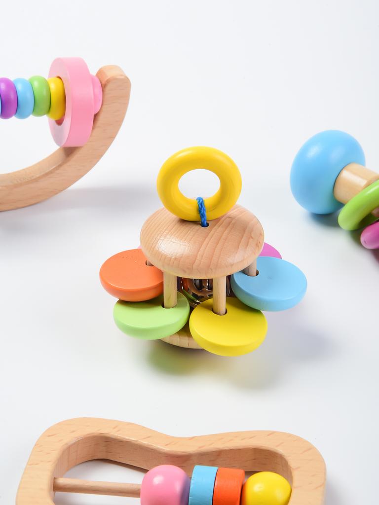 4 buc Jucărie Educațională Montessori din Lemn, Jucărie Liniștitoare și de Apucat, Jucărie de Antrenament pentru Apucare Vizuală și Auditivă, Cadou de Ziua de Naștere