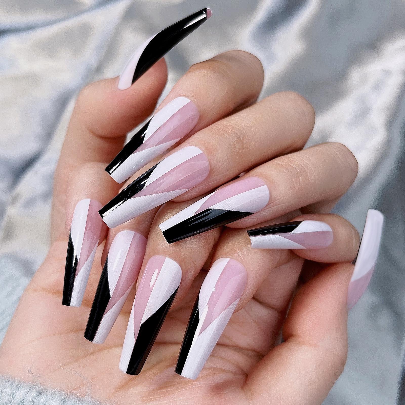 

Temperament Whitening Wear Nail Art Finished Product Disassembled Long Markless Fake Nail Patches Can Be Taken with Nails