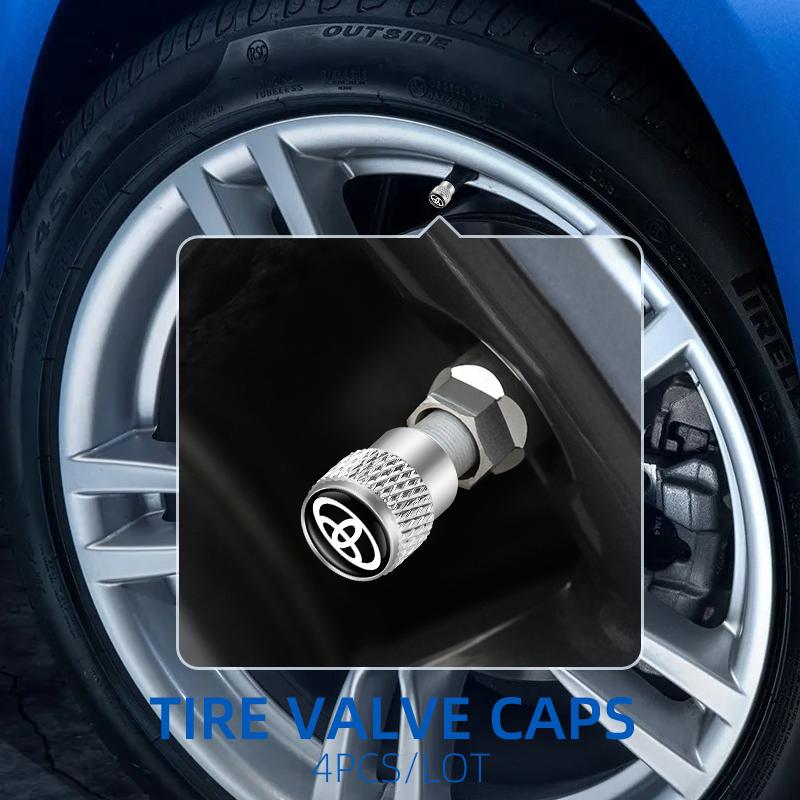 Box High quality Aluminum Wheel Tire Valve Stem Caps Airtight Covers For Toyota Camry RAV4 Hilux Prius Corolla Yaris