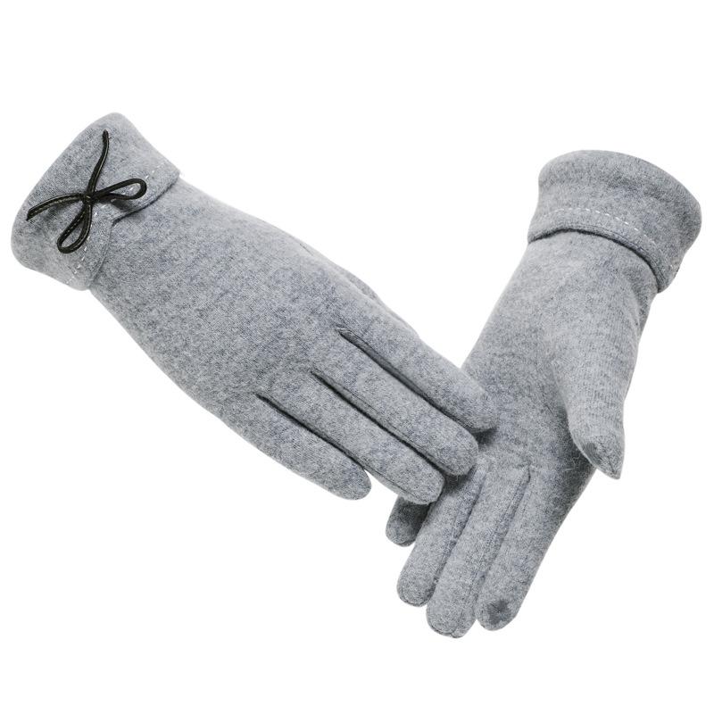 Gloves women's autumn and winter cute velvet thickened warm cashmere five fingers
