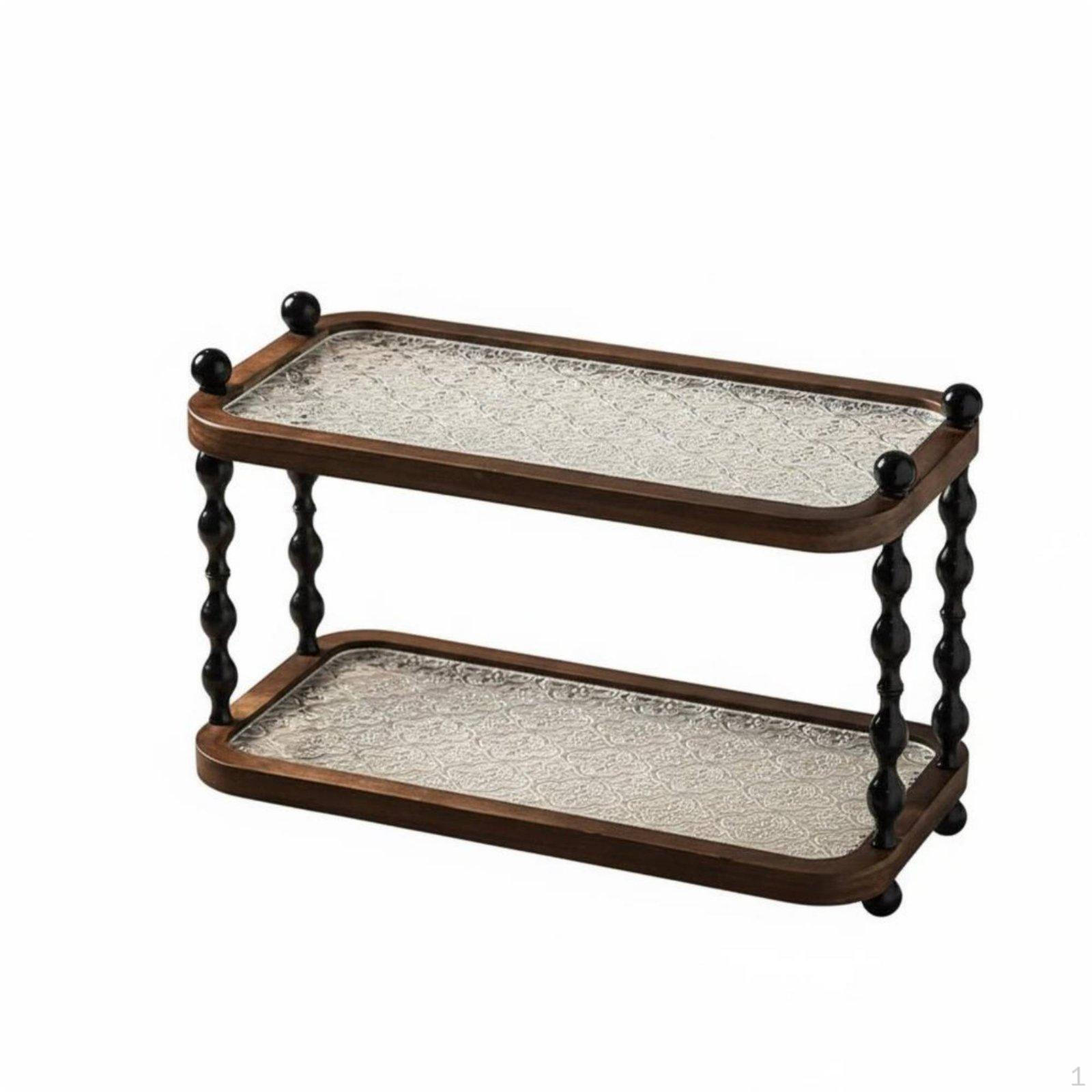 2Tier Wooden Shelf Solid Wood Frame Storage Elegant Design Desktop Organizer for