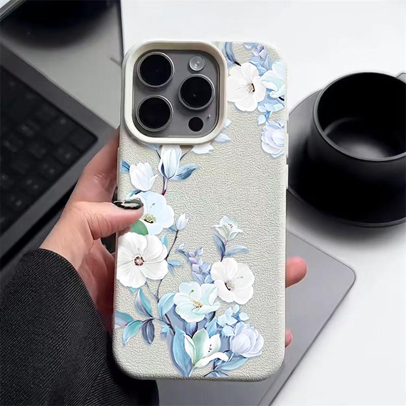 

Матовый чехол из ТПУ с текстурой кожи, тонкий чехол для телефона для iPhone 16 Pro Max 15 Pro 14 13 12 11, ударопрочная мягкая бамперная крышка с узором бантика iPhone 11 бежевый/белый