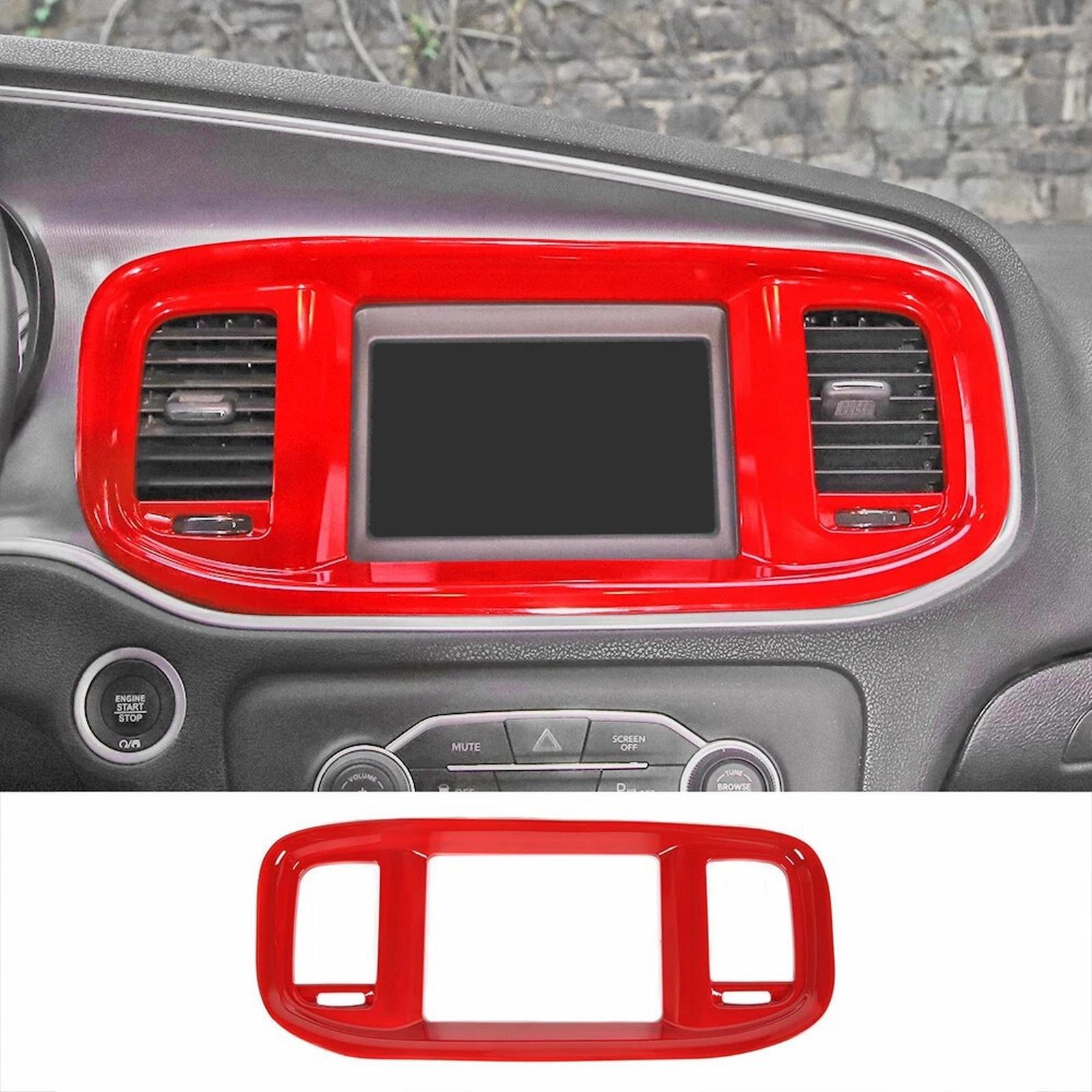

Carbon Fiber Dashboard DVD Navigation Screen Frame Cover Trim for Charger 2016-2021,Car Interior Accessories One Size