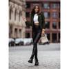 Zipper Short Jacket Lapel Slant Zipper Deerskin Thin Velvet Top Women's Long Sleeves Slim Coat Casual New Fashion Autumn